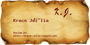 Krecs Júlia névjegykártya